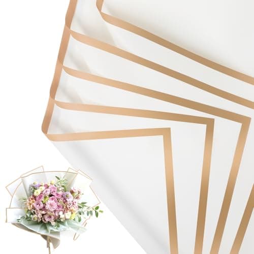 NESCCI 20 Sheet Flower Wrapping Paper - Waterproof Floral Bouquet Wrapping Paper, Florist Supplies Packaging Paper for Wedding Birthday Gift DIY (White)