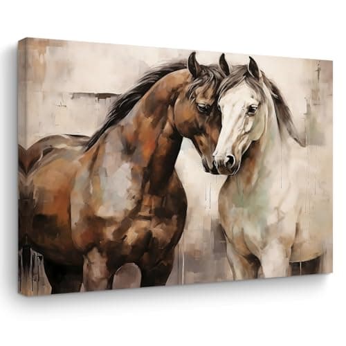 TBT Horse Pictures Wall Decor Horse Wall Art Retro Horse Decor Horse Gifts Canvas Wall Art Vintage Country Horse Stuff Framed Poster Prints for Home Farmhouse Bathroom Bedroom Living Room 15" x 11.4"