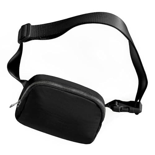 ODODOS Unisex Mini Belt Bag with Adjustable Strap Small Fanny Pack for Workout Running Traveling Hiking, Black