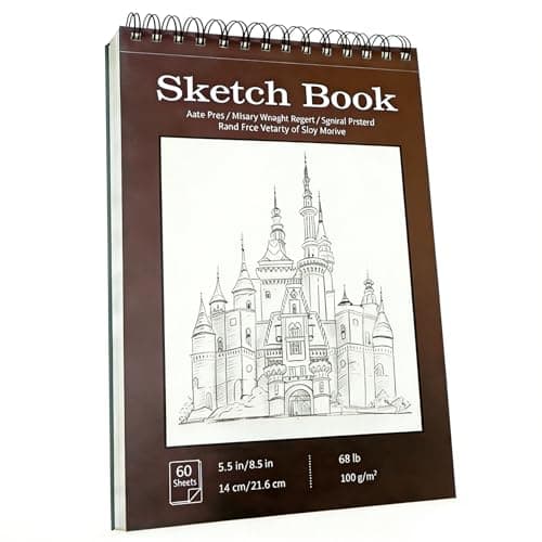 Sketch Book, Top Spiral Bound Sketch Pad, 100 Sheets 68lb/100gsm Drawing Paper, Acid Free Art Sketch Book Artistic Drawing Painting Writing Paper for Beginners Artists (1 Pack, 5.5"x8.5")