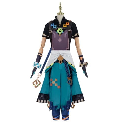 NEATMOA Genshin Impact Natlan Cosplay Mualani Kinich Kachina Deluxe Full Set Costume for Halloween Party (Blue, S)