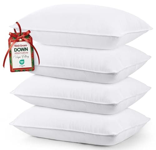 Utopia Bedding Bed Pillows for Sleeping (White), Queen Size Set of 4, Hotel Pillow, Cooling Pillows for Side, Back or Stomach Sleepers