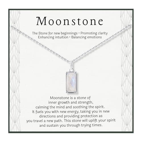 HOPE LOVE SHINE New Beginnings Rainbow Moonstone Sterling Silver Necklace for Women - Gifts for Her - Divorce Gifts for Women, Fertility Necklace, Break Up, Recovery, Retirement