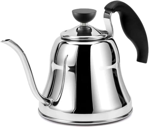 Tea Kettle for Stovetop, Barista's Choice Gooseneck Pour Over with Flow Control, Food Grade Stainless Steel Water Kettle, Tea Pot for Home & Kitchen - Small 28oz, Silver