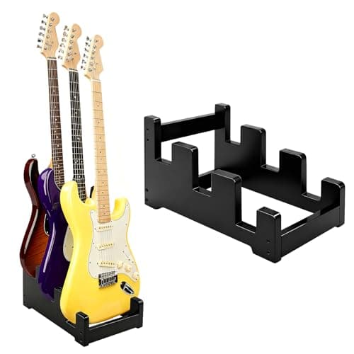 Wooden Multi Guitar Stand - 3 Guitar Holder Floor Stand for Home, Studio, Stage（Black​）