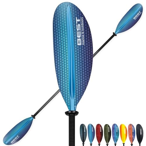 Best Marine and Outdoors Kayak Paddle, Carbon Fiber Shaft & Fiberglass Reinforced Polypropylene Blades, 220cm, 234cm, 250cm, Lightweight Kayak Paddles for Adults (Blue Prism, 220 CM)