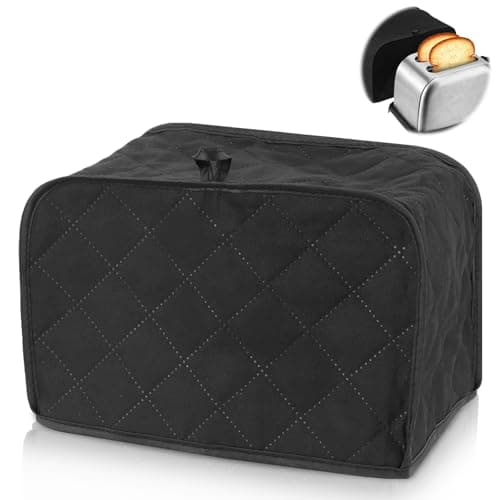 Toaster Cover 2 Slice, Two Slice Bread Machine Cover Quilted Toaster Covers Bread Maker Cover Universal Size Kitchen Appliance Cover Polyester and Cotton Quilted, Dust and Fingerprint Protection Black