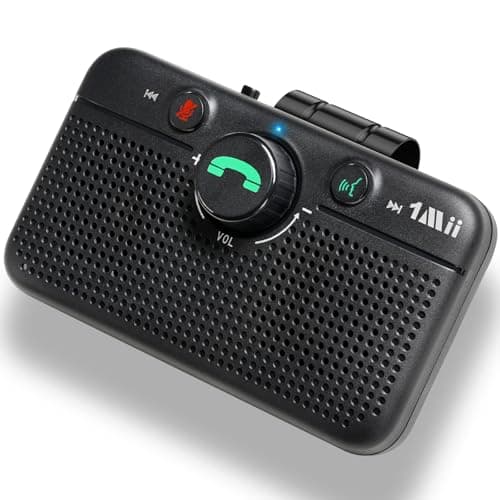 1Mii MK02 Bluetooth 6.0 Car Speaker, Hands Free Bluetooth Speakerphone for Calls, Support Siri Google Assistant, 5W Wireless Speaker Car Kit with Visor Clip for Safe Driving, Motion Auto On - Upgraded