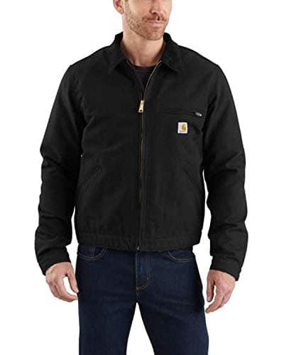 Carhartt mens Relaxed Fit Duck Blanket-lined Detroit Jacket Work Utility Outerwear, Black, Small US