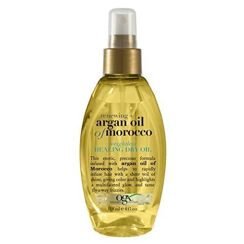 OGX Renewing + Argan Oil of Morocco Weightless Healing Dry Oil Spray, Lightweight Hair Oil Mist for Split Ends, Frizzy Hair and Flyaways, Paraben & Sulfated-Surfactants Free, 4 Fl Oz