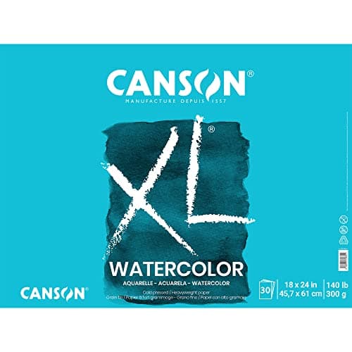 Canson XL Series Watercolor Pad, Heavyweight White Paper, Foldover Binding, 30 Sheets, 18x24 inch