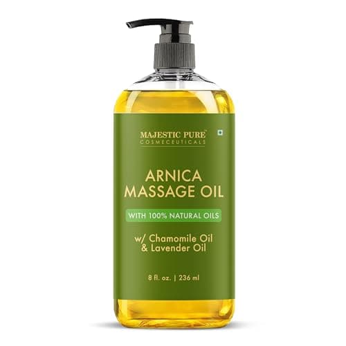 MAJESTIC PURE Arnica Massage Oil for Massage Therapy - Refreshing, and Relaxing - Natural Oils with Lavender & Chamomile Essential Oils - for All Skin Types - Men and Women - 8 fl oz
