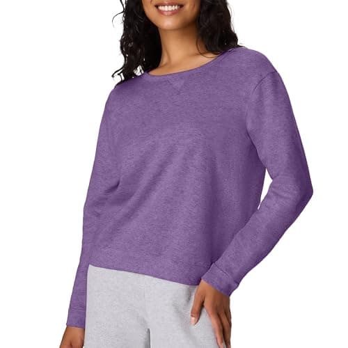 Hanes Women's EcoSmart Crewneck Sweatshirt, Violet Splendor Heather, Medium