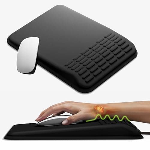 MEKASS Mouse Pad with Wrist Rest, Ergonomic Mouse Pad for Carpal Tunnel Pain Relief, Memory Foam Desktop Computer Wrist Rest Mouse Pad with Non-Slip PU Base for Office and Home (Black)