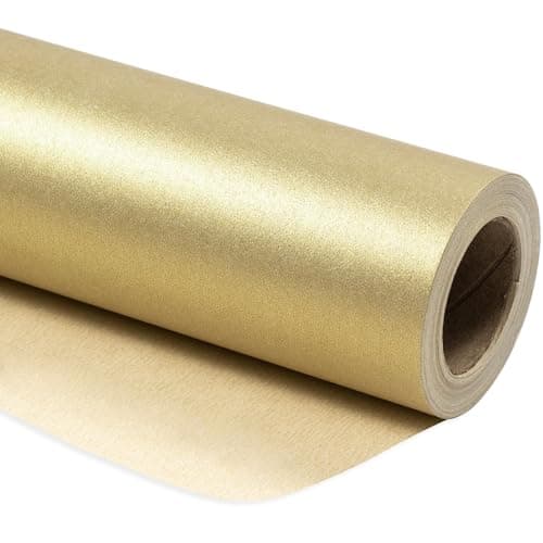 RUSPEPA Gold Wrapping Paper - Christmas Gift Wrap Pearly - luster Paper Perfect for Wedding, Birthday, Valentine's Day, Christmas, Baby Shower, DIY Bouquet -17 Inches X 32.8 Feet