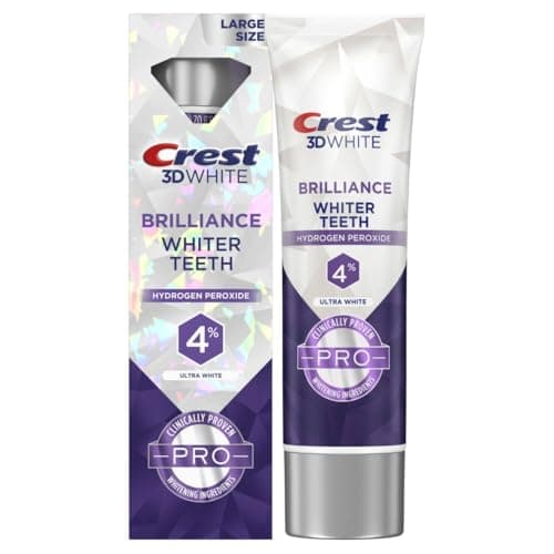 Crest 3D White Brilliance Pro Ultra White Teeth Whitening Toothpaste, 3.8 oz, Anticavity Fluoride Toothpaste, 4% Hydrogen Peroxide, Active Whitening Protection