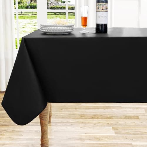homing Rectangle Vinyl Tablecloth, Waterproof Spillproof Plastic Flannel Backed Table Cloth, Wipe Clean Table Cover for Dining, Buffet Parties and Camping (Black, 60" x 84")