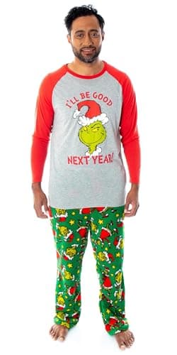 Dr. Seuss The Grinch Who Stole Christmas Women's 2 Piece Raglan Top And Pants Pajama Sets (X-Small)