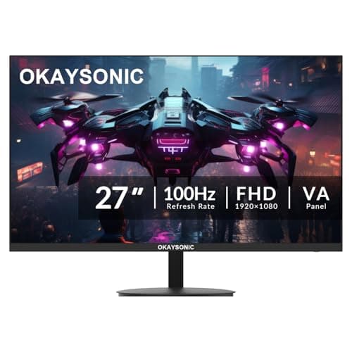 Okaysonic 27 Inch Office Monitor, 100Hz FHD 1080P Computer Screen with HDMI VGA, Eye Care, Frameless 100x100mm VESA Mountable with Speakers