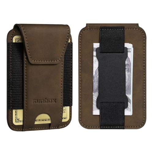 RUNBOX Slim Wallet for Men Front Pocket wallet with Cash Strap Minimalist Leather RFID Blocking wallet