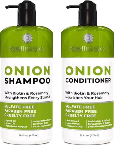 Onion Shampoo and Conditioner Set - With Rosemary and Biotin - Thickening Products for Women and Men - Volumizing Salon Grade Formula for Thinning Hair Care - Hydrating, Moisturizing and Sulfate Free