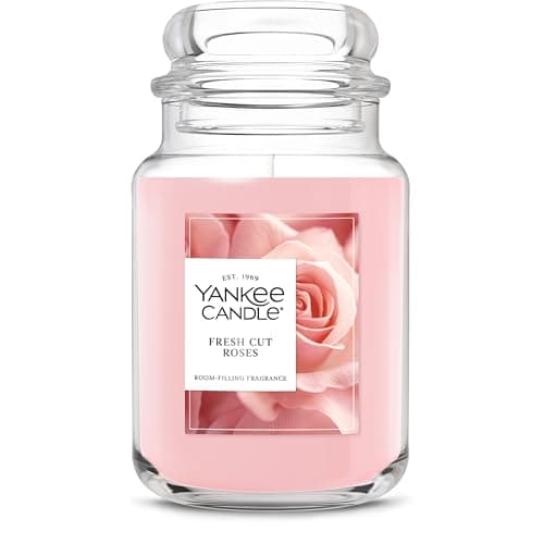 Yankee Candle Fresh Cut Roses, Scented Candle, 22oz Large Jar with up to 150 Hour Burn Time, Giftable