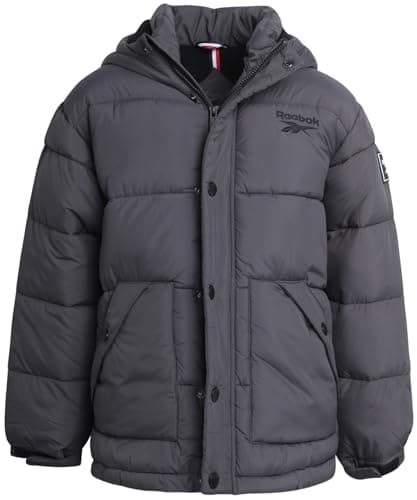 Reebok Boys' Winter Coat - Heavyweight Quilted Puffer Snow Parka - Weather Resistant Ski Jacket for Boys (8-20), Size 14-16, Charcoal