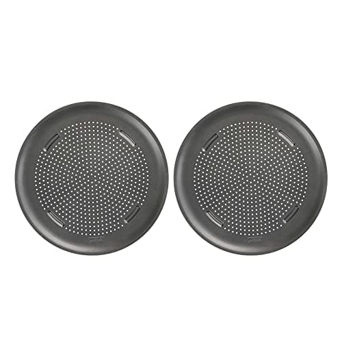 GoodCook AirPerfect Nonstick 16” Pizza Pan - Set of 2 - Pizza Trays for Oven, Perforated Round Pizza Pan, Carbon Steel Baking Pan, Homemade, Frozen & Leftover Slices