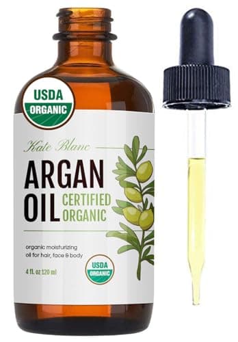 Kate Blanc Cosmetics Argan Oil for Hair, Face & Skin from Morocco (4oz, USDA Certified Organic, Cold Pressed & 100% Pure, Light)