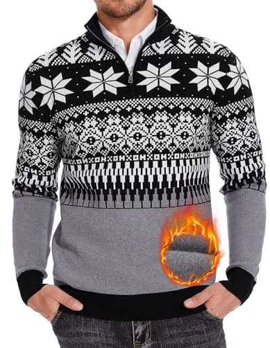 SIMIYA Men Quarter Zip Sweaters Casual Mens Christmas Sweater Slim Fit Knitted Sweater Polo Pullover Sweater for Men