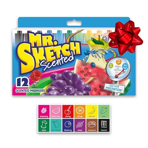Mr. Sketch Scented Markers, Chisel Tip, Assorted Colors, 12 Count