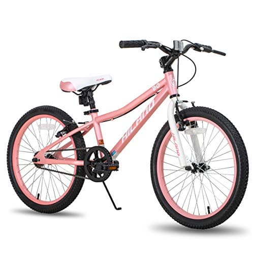 HH HILAND 20 Inch Kids Mountain Bike for Boys, Girls Age 5-12 Year Old, Single Speed Kids Bicycles with V Brake and Kickstand Pink