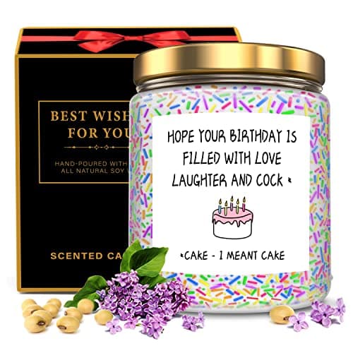 Funny Birthday Gifts for Women Sister Friend Female,Rude Birthday Anniversary Gag Gift for Women, Unique Sprinkle Candle Gifts