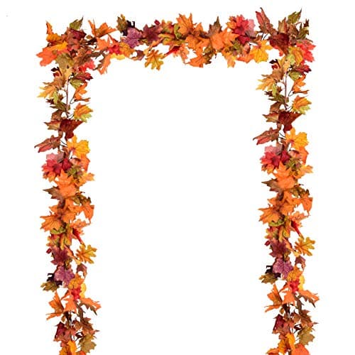 Artiflr 2 Pack Fall Maple Leaf Clearance, 5.9Ft/Piece Hanging Vine Garland Artificial Autumn Foliage Thanksgiving Decor for Home Wedding Fireplace Party Christmas