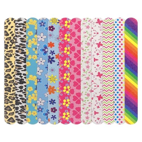 LNAUJS 12PCS Professional Double-Sided 100/180 Grit Nail Files Colorful Manicure Pedicure Tools