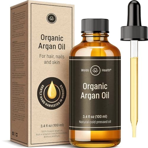 Organic Argan Oil for Hair, Face, Skin & Nails 3,4 Fl Oz - Cold Pressed & 100% Pure from Morocco