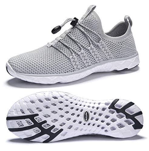 DLGJPA Men's Quick Drying Water Shoes for Beach or Water Sports Lightweight Slip On Walking Shoes LightGray 10