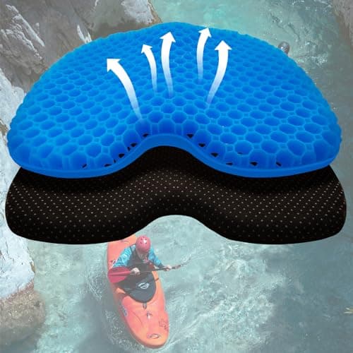 ohaayoo Kayak Seat Cushion, Thicken Anti Slip Waterproof Gel Kayak Seat, Portable Canoe Rowing Rubber Dinghy Pad for Stadium Sit in Kayak Inflatable Fishing Kayak Canoe Kayak Accessories (Blue)