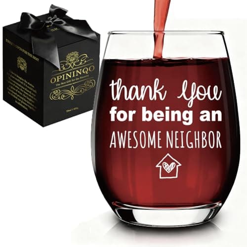 Housewarming Wine Glass Gifts for Neighbors - Best House Warming Gift New Home, Farewell Moving Away Neighbors Gifts, Novelty Neighbor Moving Away/Housewarming Goodbye/Welcome New Neighborhood Gift