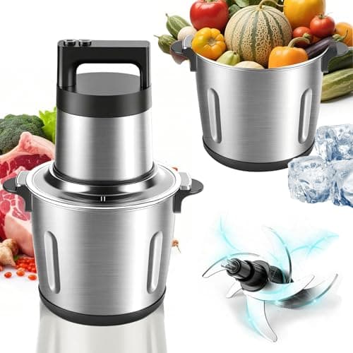 Large Food Processor Meat Grinder - Electric Chopper for Ice,Yam,Vegetable&Food Blender,1200W Powerful Copper Motor - Includes 3 Sets of Bi-Level Blades and 1Bowl 25Cup/6L