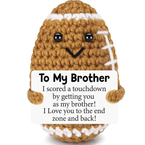 Mini Funny Brother Gifts from Sister Brothers, Positive Christmas Birthday Gift for Men Friends, I Love You Small Cool Cute Football, Handmade Emotional Crochet Home Decor Present