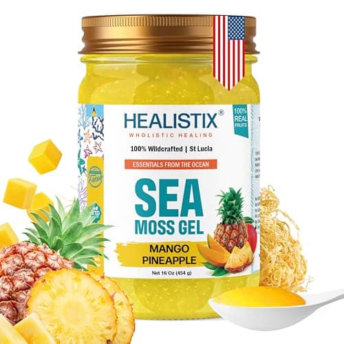 Healistix Pineapple Mango Sea Moss Gel [16 Oz] - Exquisitely Crafted from Seamoss Wildcrafted in The Pristine Waters of St Lucia, A Natural Delight