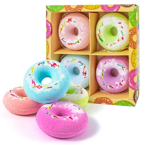 NARBERRY Donut Bath Bombs, 4 Donut Bath Bombs Gift Set, Natural Organic Bubble Bathbombs for Women, Men | Organic Bubble Bath, Moisturizing for Dry Skin, Relaxing, Soothing, Handmade Gift Ideas