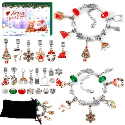 GWAHSA Advent Calendar 2024, Charm Bracelet Making Kit for Girls 24 Days Christmas Countdown Calendar with DIY Jewelry Supplies Surprise Xmas Gifts for Kids Teens Women Adult