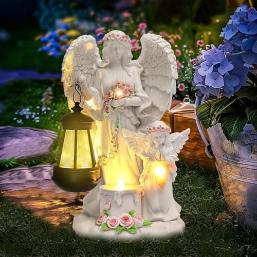KPFCJSDJ Solar-Powered Angel Garden Statue, Outdoor Garden Angel Statue - Outdoor Statues for Patio, Lawn Or Courtyard Landscaping Decorations
