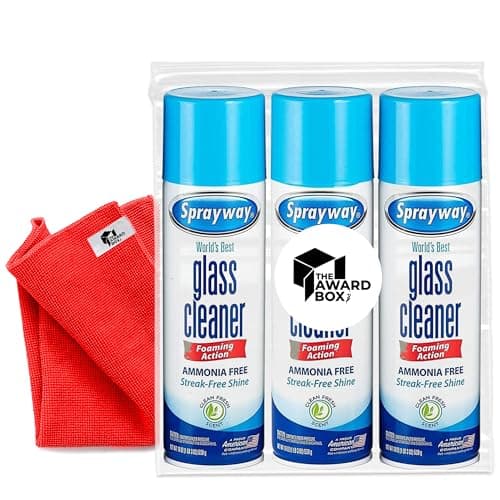 The Award Box Spraiway Glass Cleaner Foam Action Cleaner 19 oz. with Cleaning Cloth in Packaging (3 Pack)