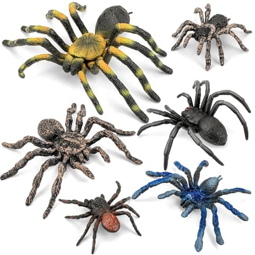 THINKBAY 6PCS Spiders Figurines Animal Toys, Prank Toy for Kids, Safari Animal Toys for Toddlers, Educational Preschool Toy Birthday Gift for Boys Girls, and Kids