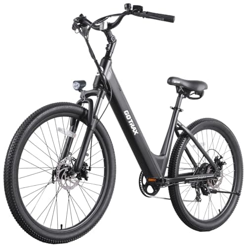 Gotrax 26" Electric Bike, Max Range 30Miles(Pedal-assist1) & 15.5/20Mph Power by 250/350W, 3 Riding Modes & Adjustable Seat, 7-Speed & Front Shock Absorber, Commuter Electric Bicycle for Adults, Black