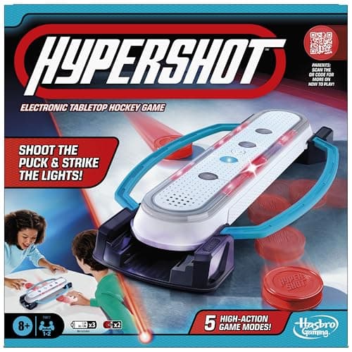 Hasbro Gaming Hypershot Electronic Tabletop Hockey Game | 5 Games in 1 | Music, Lights, and Sounds | Ages 8 and Up | for 1 to 2 Players | Kids Board Games