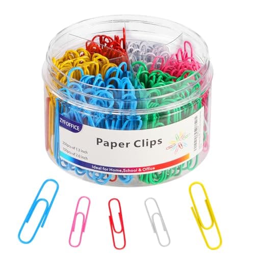 Colorful Paper Clips, 400 PCS Medium 1.3 inch & Jumbo 2 inch, Durable, Rustproof, Coated, for Office, School, Document Organizing